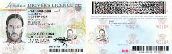 CANADA ALBERTA Driver License - CANADA ALBERTA scannable Driver License and ID Cards