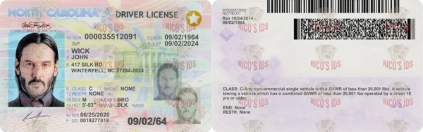 NORTH CAROLINA Driver License - NORTH CAROLINA scannable Driver License and ID Cards